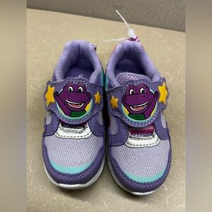 Barney Toddler Light Up Sneakers Purple Stars Size 6